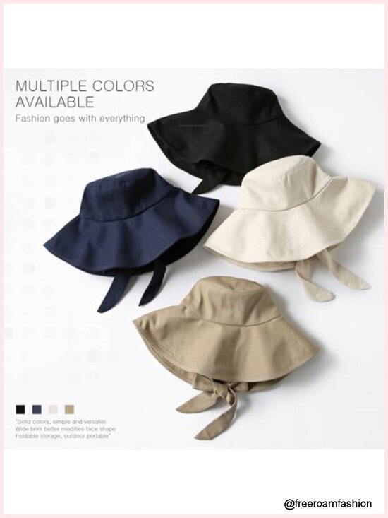 UPF 50+ Cotton Bucket Hat with Chin Strap, Foldable, Adjustable Sun Hat
